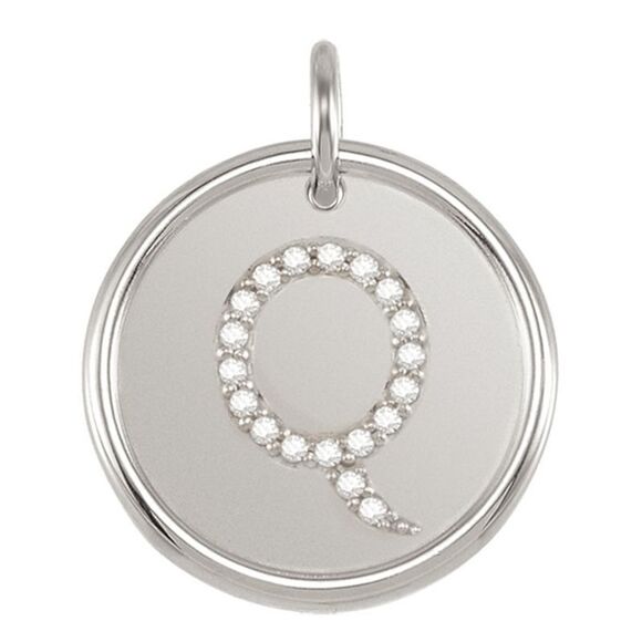 1/10 Ctw G-H, I1 Diamond Initial 17mm Sterling Silver...